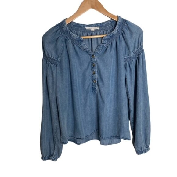 Jane + Delancey Chambray Popover Top XSmall - Picture 1 of 5